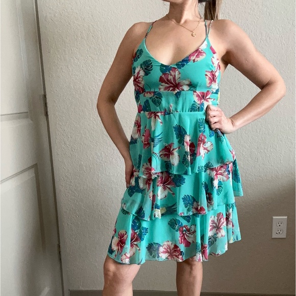 Guess Floral Backless Tie Back Sleeveless Chiffon Mini Dress - Picture 6 of 10